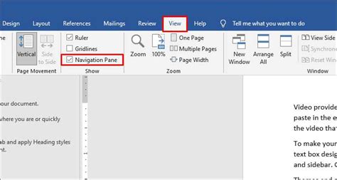how to use navigation pane in ms word