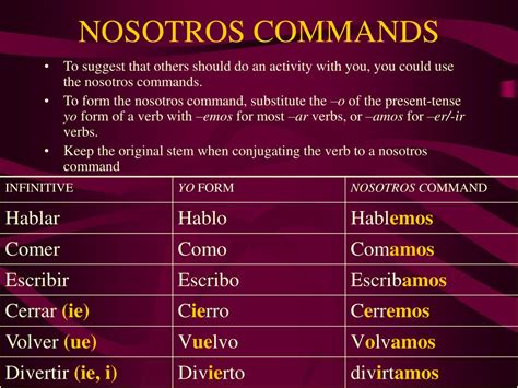 how to use nosotros commands