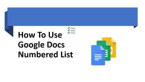 how to use numbered list menu in google docs