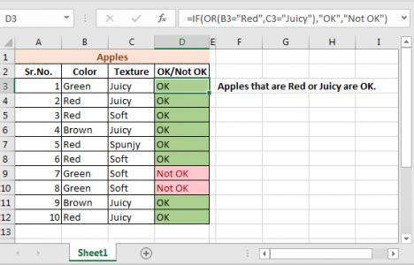 how to use or in excel if function