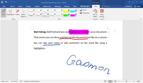 how to use pen tablet in word
