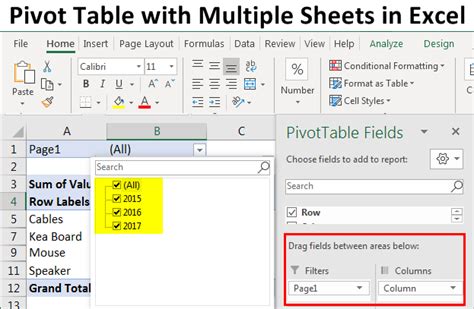 How To Use Pivot Table On Multiple Sheets