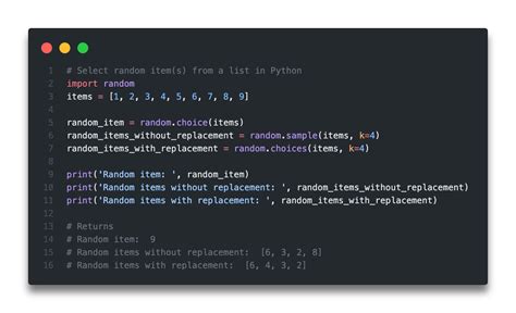 how to use random function in python for list