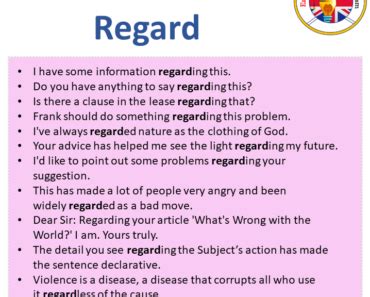 how to use regards in a sentence