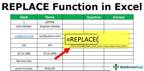 how to use replace feature in excel