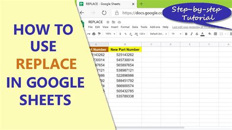 how to use replace formula in google sheets