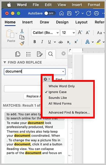 how to use replace in word on mac