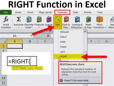 how to use right and find function together in excel