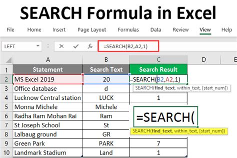 how to use search in excel