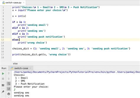 how to use select case in python