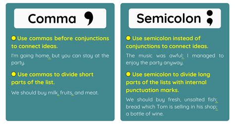 how to use semicolon in a list