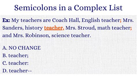 how to use semicolons in a serial list