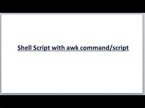 How To Use Shell Script In Awk