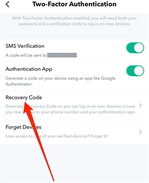 how to use snapchat recovery code