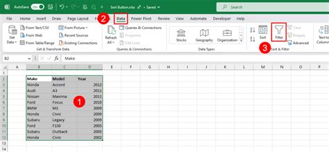 how to use sort and filter in excel
