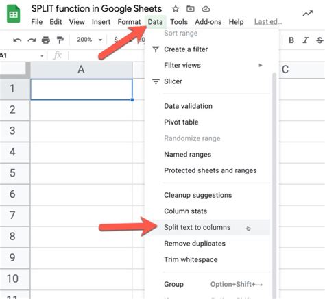 how to use split function google sheets
