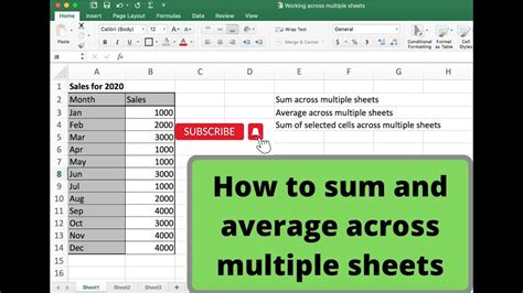 How To Use Sum Function Across Multiple Sheets