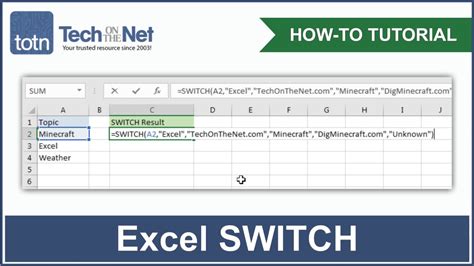how to use switch case in excel