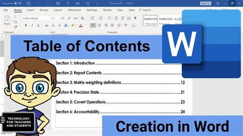 how to use table of content word