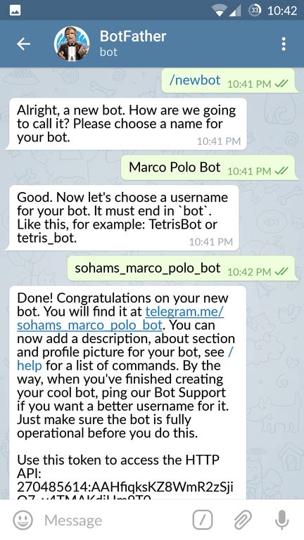 how to use telegram bot token