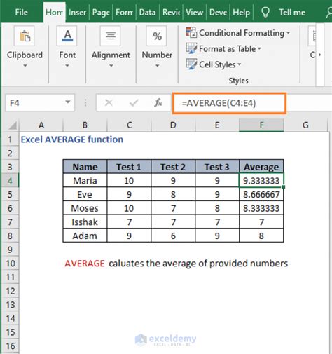 how to use the average function in sheets