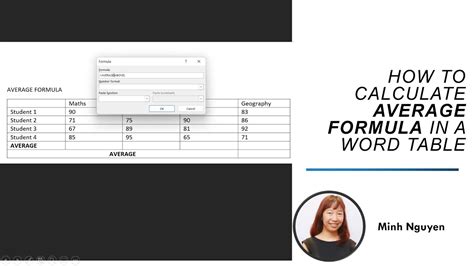 how to use the average function in word