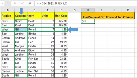 Use Excel Index Function
