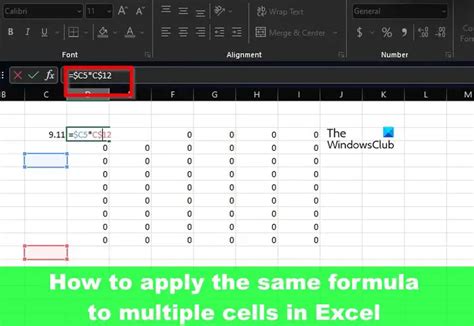 how to use the same formula for different cells in excel