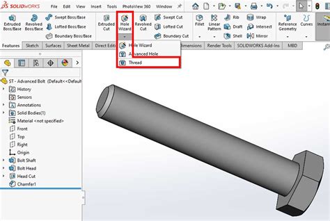 How To Use Thread Tool In Solidworks
