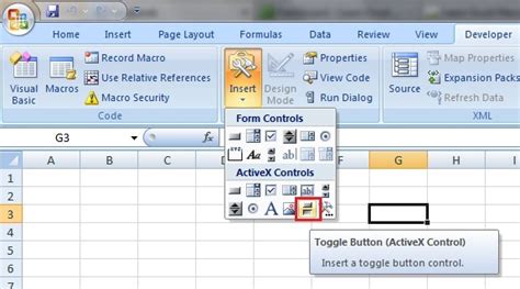 how to use toggle button in excel vba