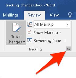 how to use tracking in word