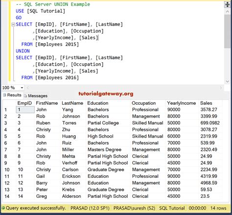 how to use union select in sql