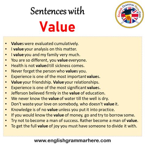 How To Use Value In A Sentence