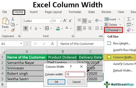 how to use view code in excel to adjust column width
