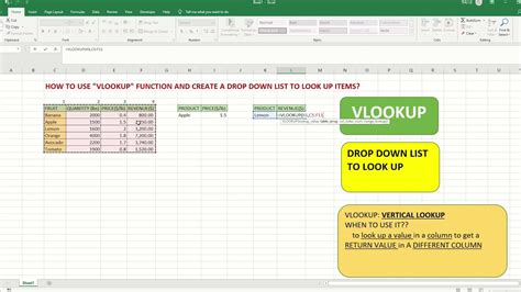 How To Use Vlookup In Excel With Drop Down List