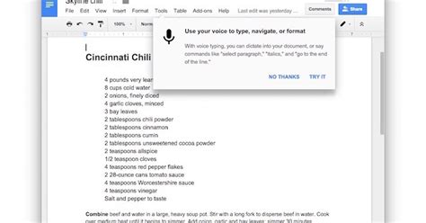 how to use voice command in google docs