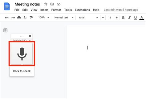 how to use voice dictation in google docs