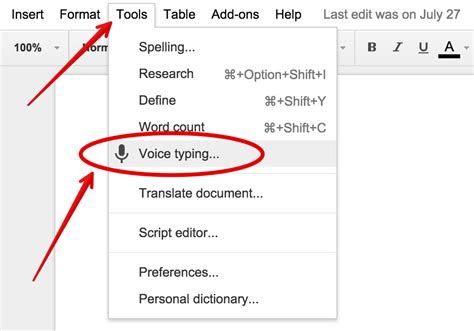 how to use voice to text in docs