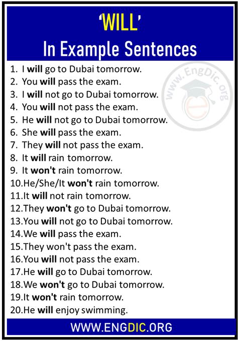 how to use will in a sentence examples