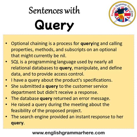 how to use word query in a sentence