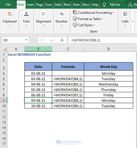 how to use workday in excel