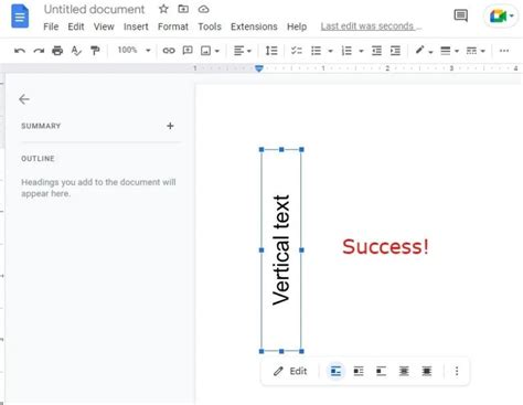 how to vertical text in google docs