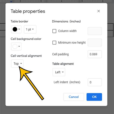 how to vertically align text on google docs