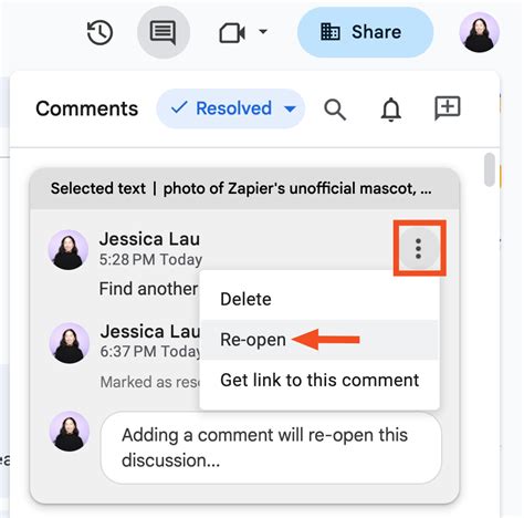 how to view comments on docs iphone