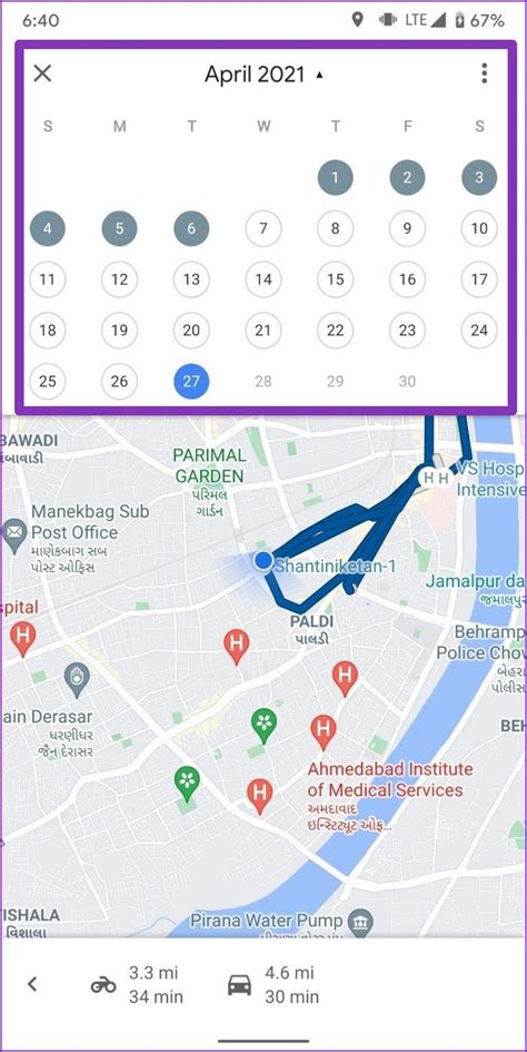 how to view different dates on google maps