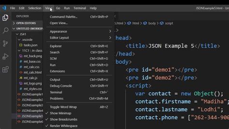 how to view html page in visual studio code