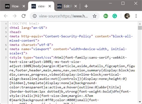 how to view html source code in chrome