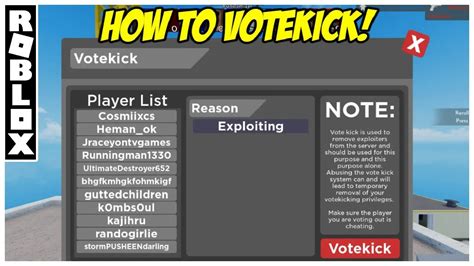 how to vote kick in arsenal roblox