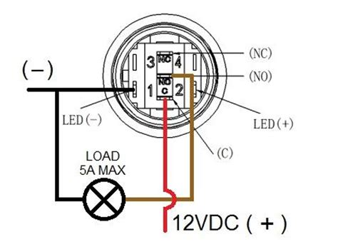 how to wire a 12v push button switch with led