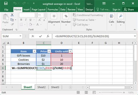 how to work out average price in excel